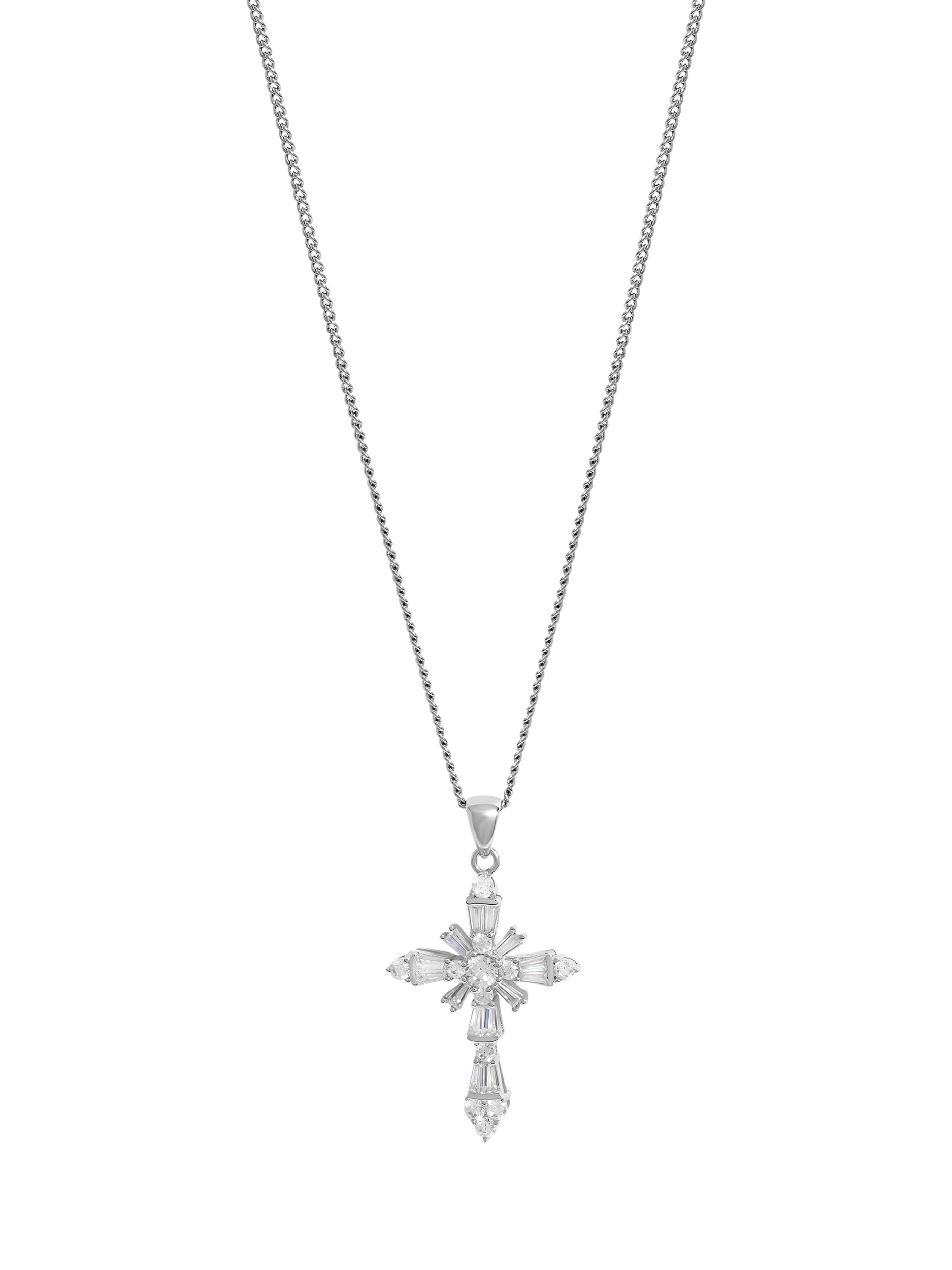 Product image 2 of 2, which shows Jon Richard Cubic Zirconia Cross Pendant Necklace, Silver