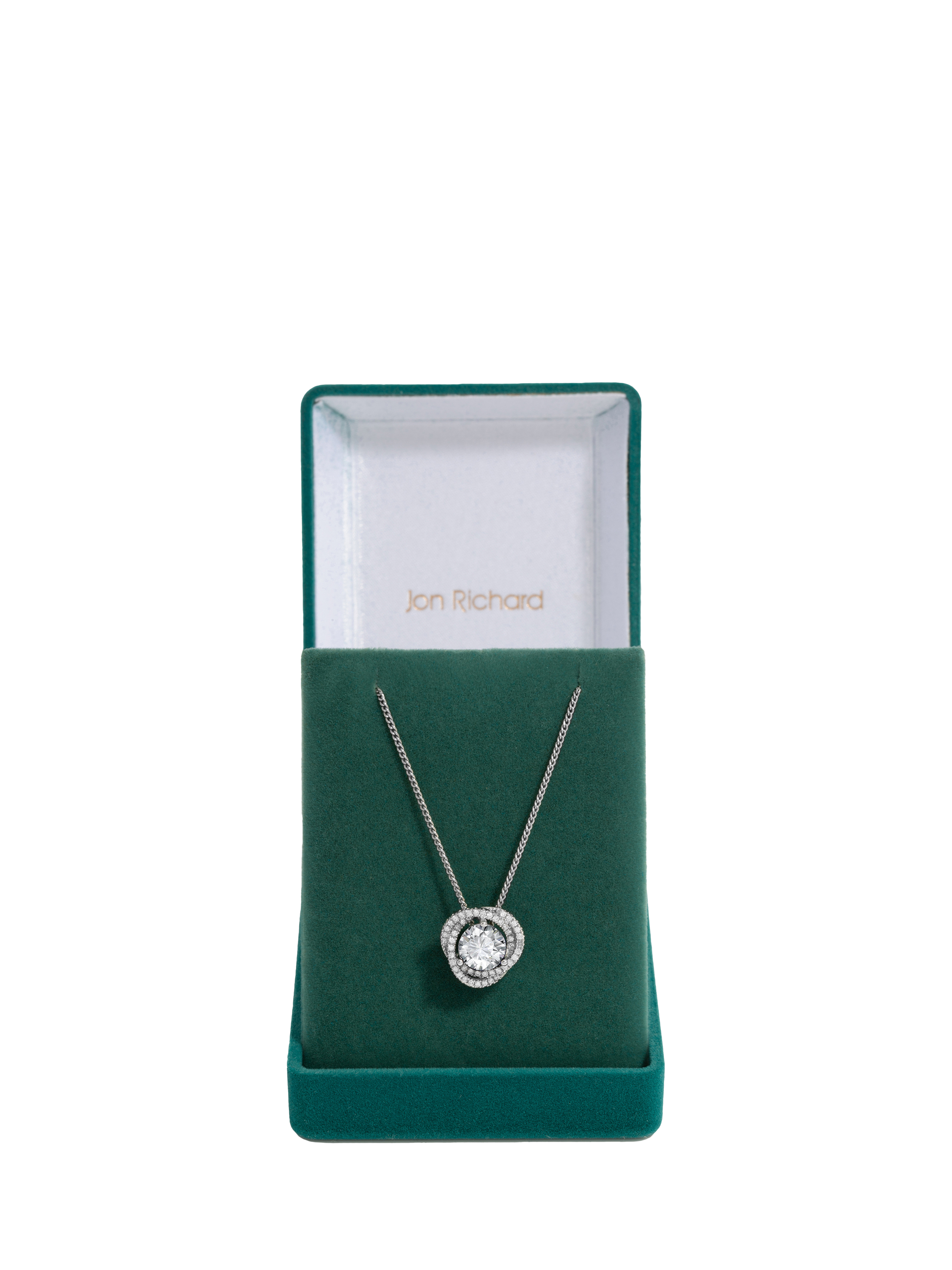 Product image 1 of 3, which shows Jon Richard Crystal Halo Pendant Necklace, Silver