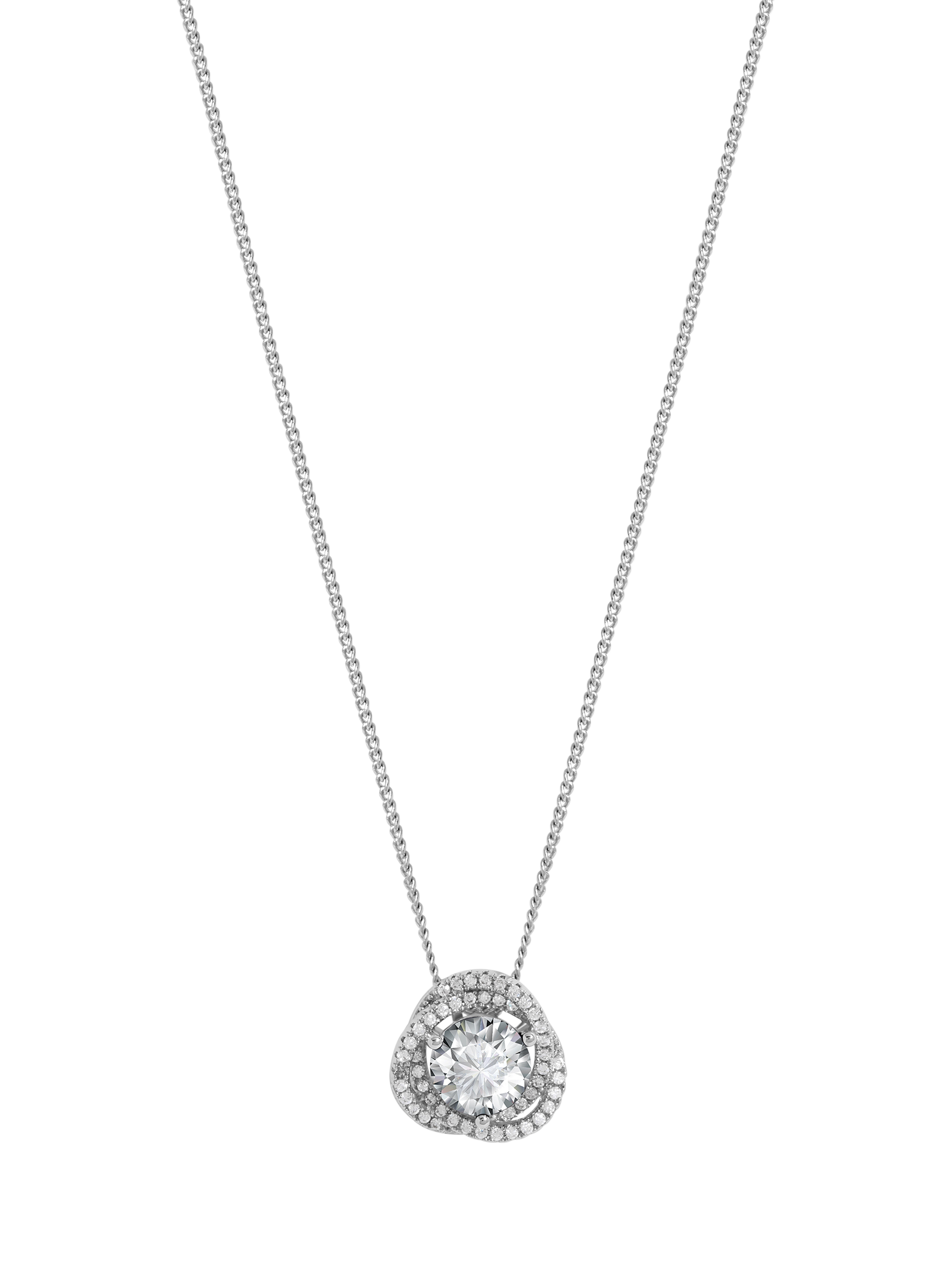 Product image 2 of 3, which shows Jon Richard Crystal Halo Pendant Necklace, Silver