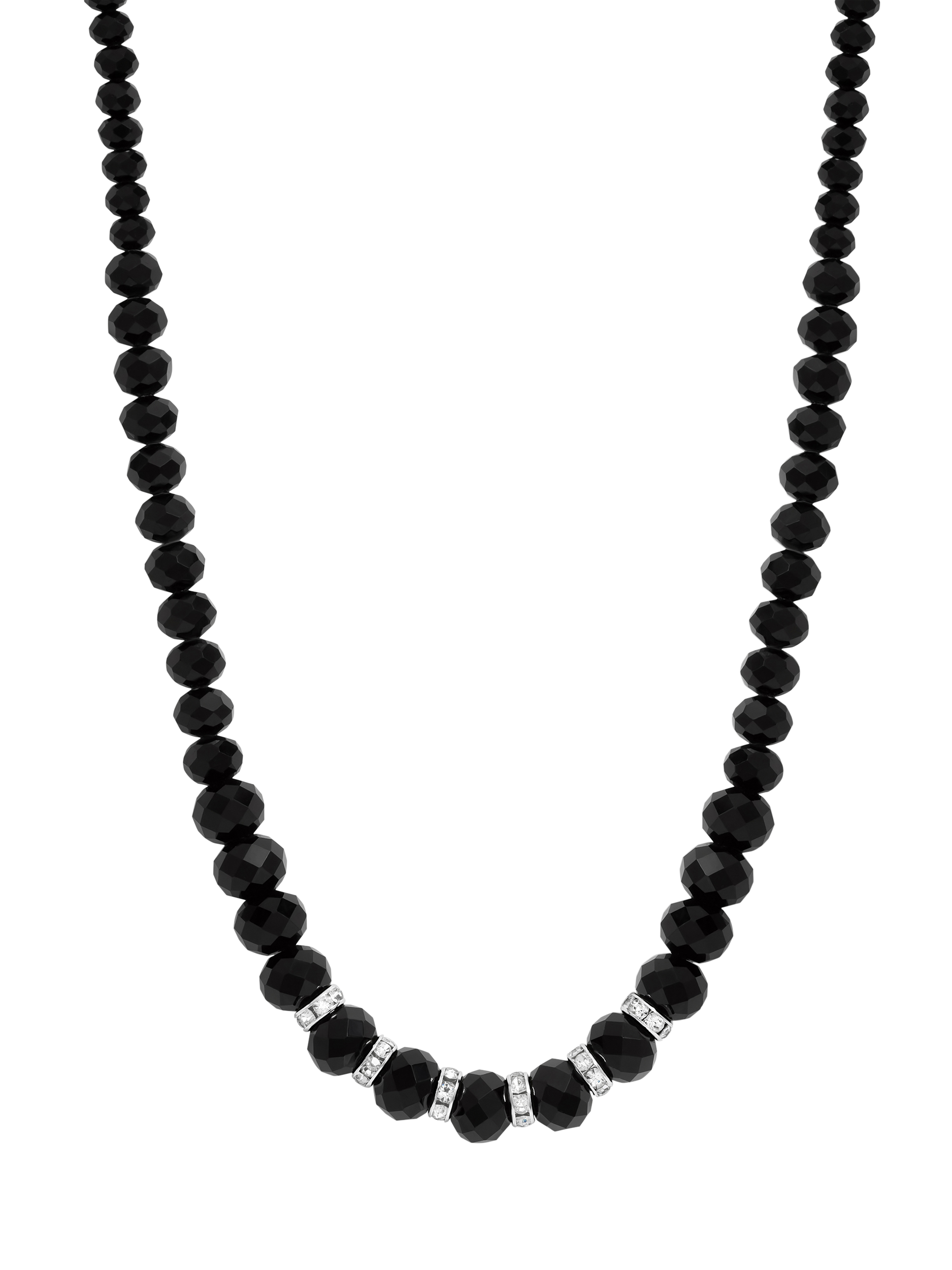 Product image 1 of 3, which shows Jon Richard Jet Faceted Bead and Crystal Necklace, Silver