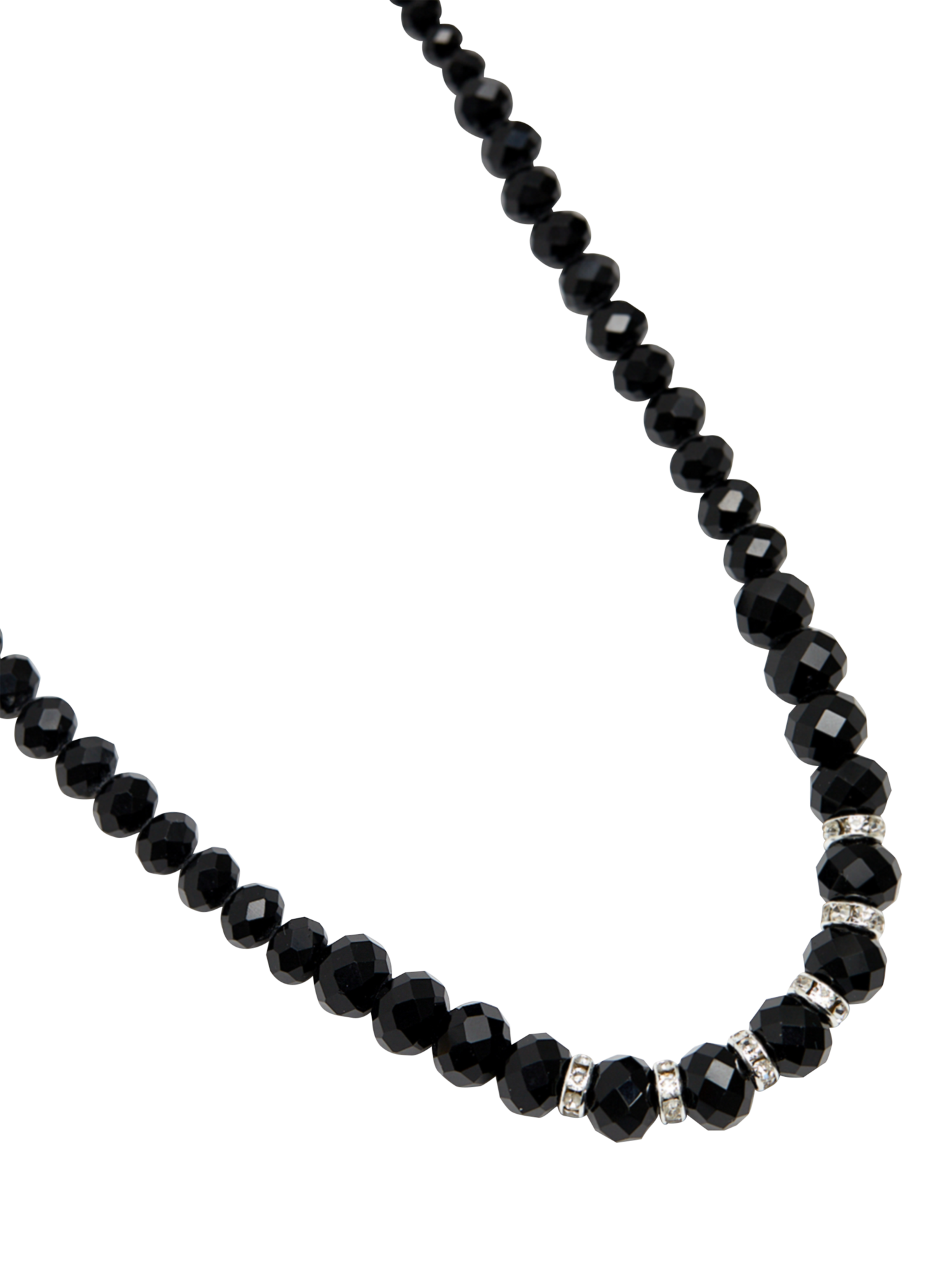 Product image 2 of 3, which shows Jon Richard Jet Faceted Bead and Crystal Necklace, Silver
