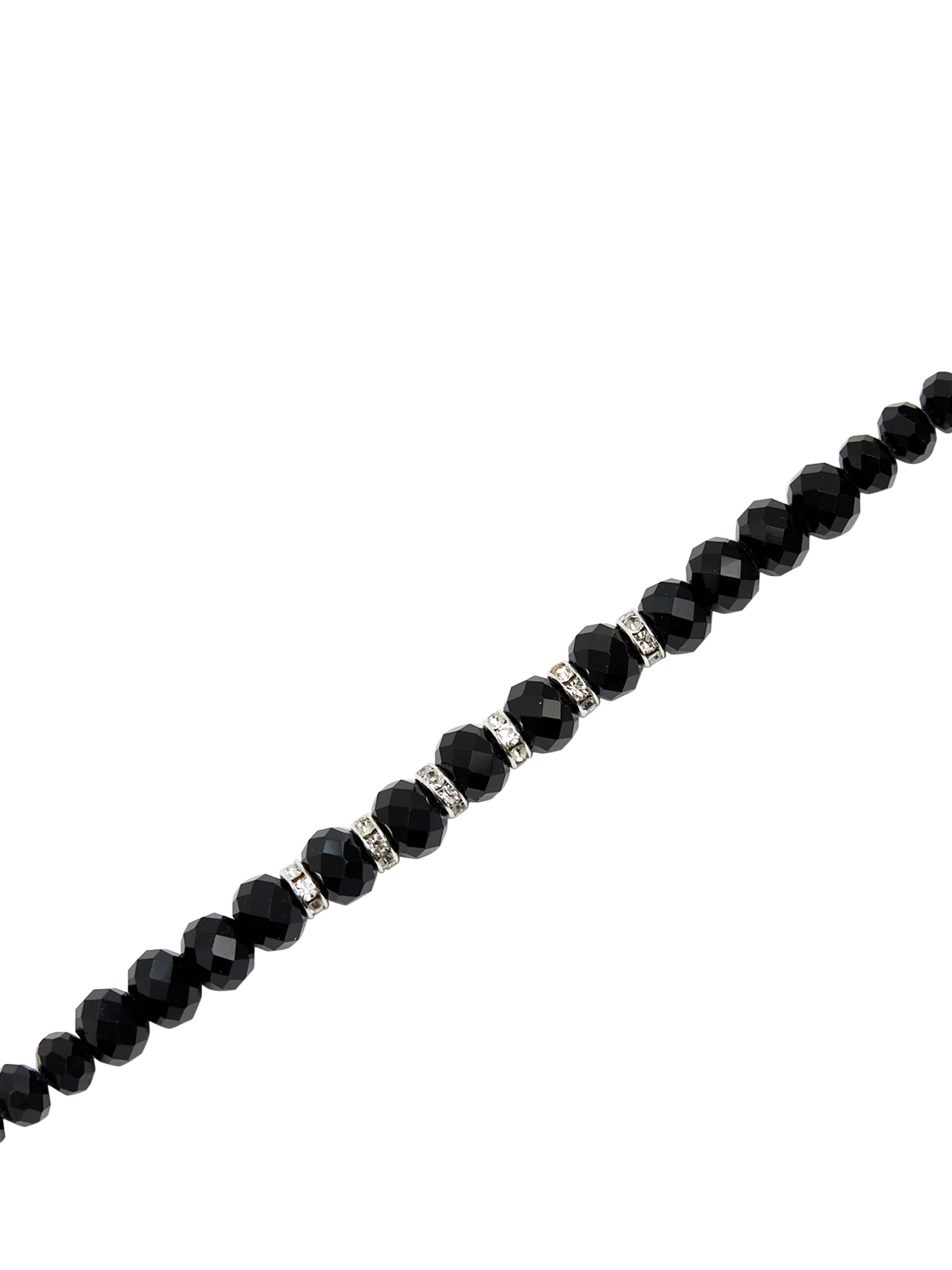Product image 3 of 3, which shows Jon Richard Jet Faceted Bead and Crystal Necklace, Silver