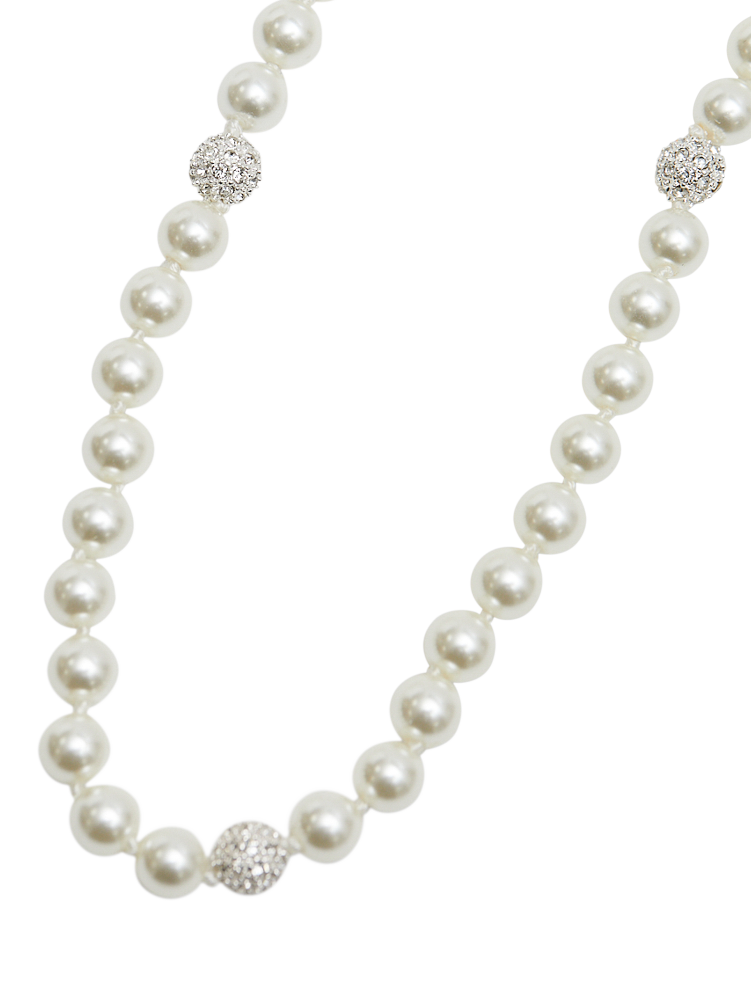 Product image 2 of 2, which shows Jon Richard Pave Crystal Ball And Pearl Collar Necklace, Silver
