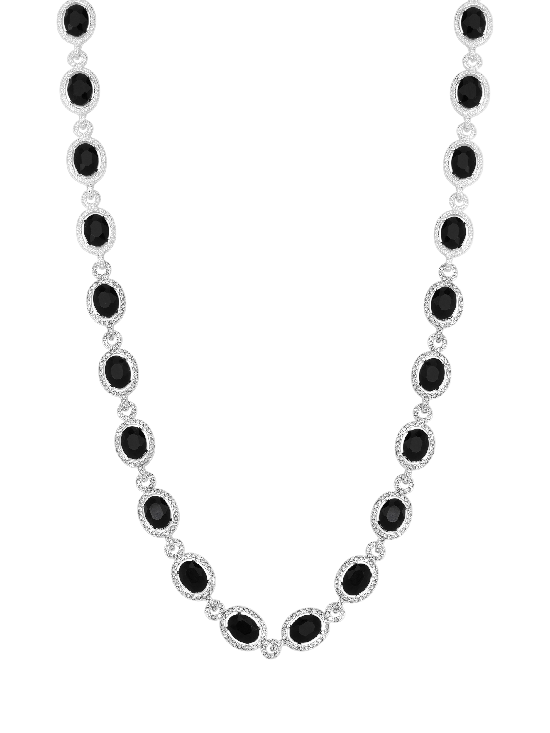 Product image 1 of 2, which shows Jon Richard Crystal And Jet Halo Collar Necklace, Silver