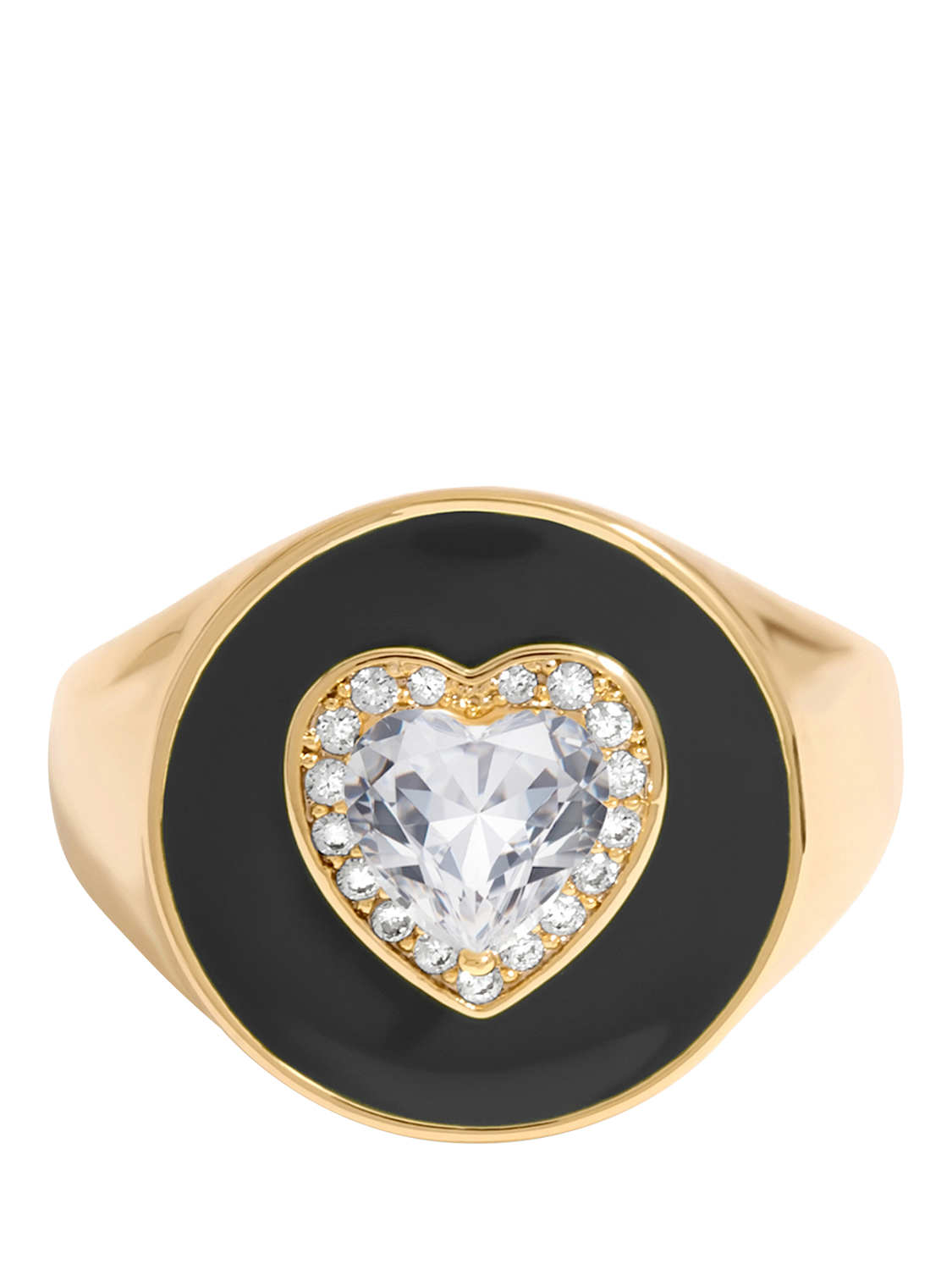 Product image 1 of 3, which shows Jon Richard Cubic Zirconia Heart and Enamel Ring, Gold, Small