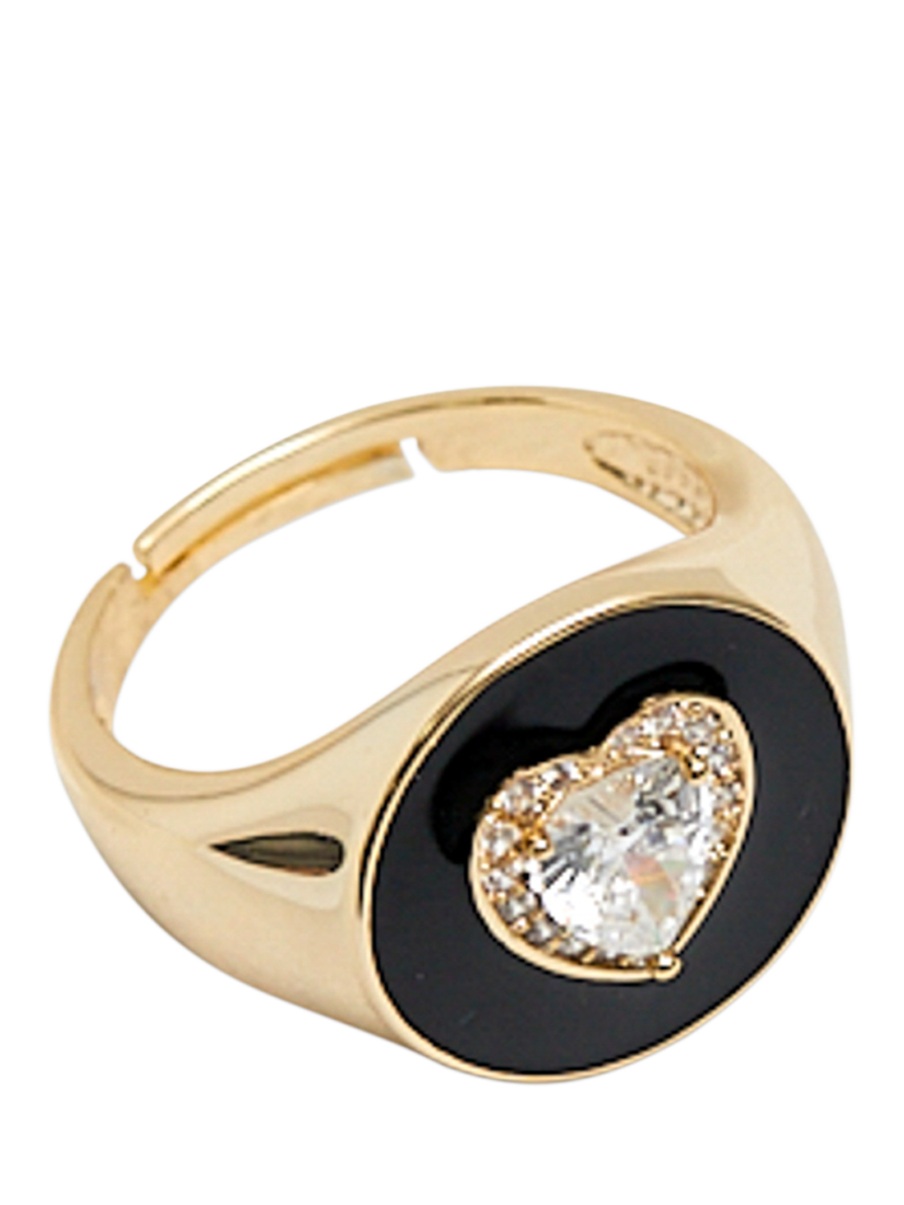 Product image 2 of 3, which shows Jon Richard Cubic Zirconia Heart and Enamel Ring, Gold, Small