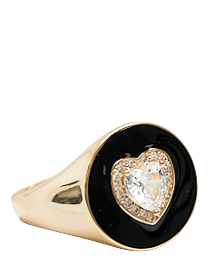 Product image 3 of 3, which shows Jon Richard Cubic Zirconia Heart and Enamel Ring, Gold, Small