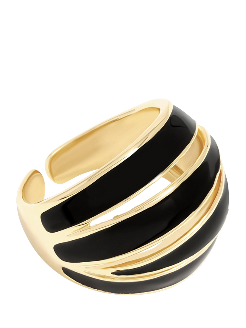 Product image 1 of 1, which shows Jon Richard Jet Enamel Cross Over Ring, Gold , Small