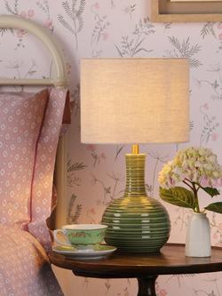 Laura Ashley Padley Glazed Ceramic Base Table Lamp, Green, Green