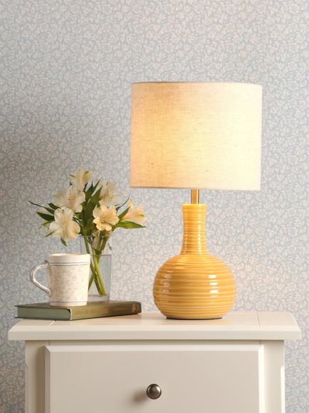 Laura Ashley Padley Glazed Ceramic Base Table Lamp, Ochre, Ochre
