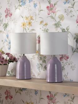 Laura Ashley Penny Ceramic Base Table Lamp, Set of 2 - view 2, Lavender