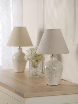 Laura Ashley Pussy Willow Ceramic Table Lamp, Set of 2, White - view 2, White