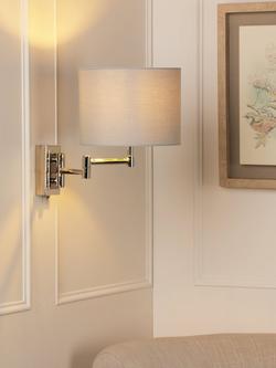 Laura Ashley Marlowe Swing Arm Wall Light, Polished Nickel, Polished Nickel