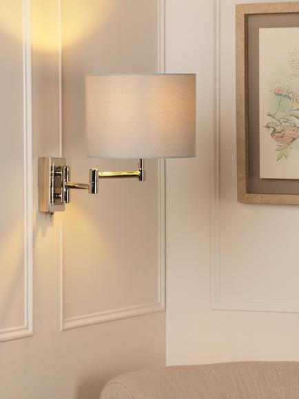 Laura Ashley Marlowe Swing Arm Wall Light, Polished Nickel, Antique Brass