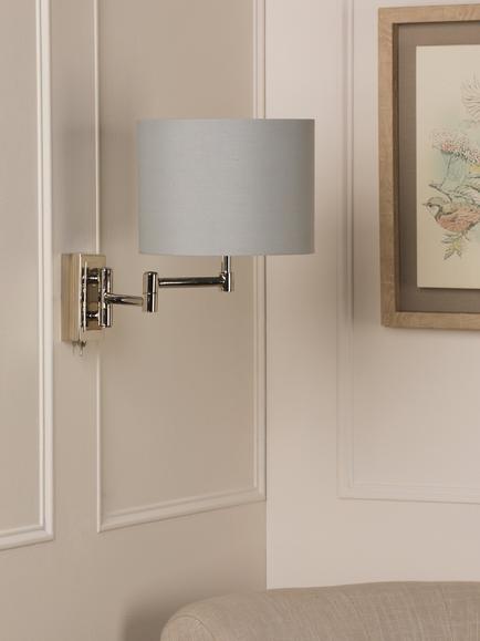 Laura Ashley Marlowe Swing Arm Wall Light, Polished Nickel - view 2, Antique Brass