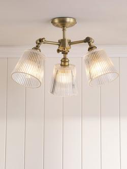 Laura Ashley Callaghan 3 Arm Semi-Flush Ceiling Light, Clear, Clear