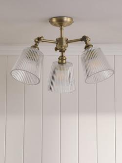 Laura Ashley Callaghan 3 Arm Semi-Flush Ceiling Light, Clear - view 2, Clear