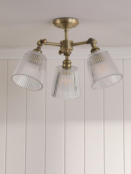 Laura Ashley Callaghan 3 Arm Semi-Flush Ceiling Light, Clear - view 2, Clear