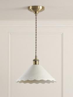 Laura Ashley Daws Scalloped Ceramic Shade Pendant Ceiling Light, White - view 2, White