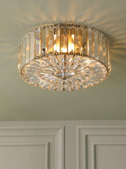 Laura Ashley Fernhurst 3 Bulb Flush Ceiling Light, Antique Brass, Antique Brass