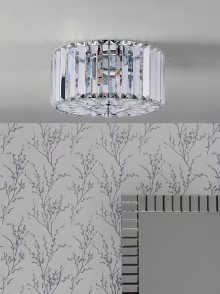 Laura Ashley Fernhurst 3 Bulb Flush Ceiling Light, Polished Chrome - view 2, Antique Brass