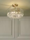 Laura Ashley Fernhurst 3 Bulb Semi-Flush Ceiling Light, Antique Brass