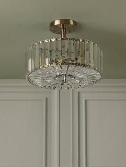 Laura Ashley Fernhurst 3 Bulb Semi-Flush Ceiling Light, Antique Brass - view 2, Antique Brass