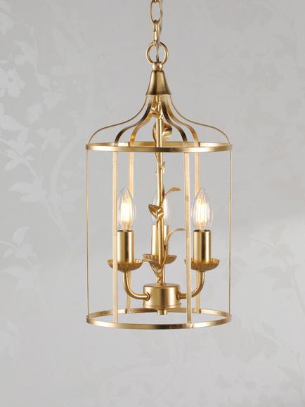 Laura Ashley Halton 3 Arm Pendant Light, Gold, Gold