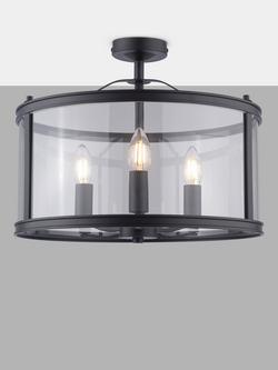 Laura Ashley Harrington 3 Bulb Semi-Flush Ceiling Light, Black, Black
