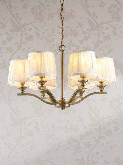 Laura Ashley Hemsley 6 Arm Ceiling Light, Antique Brass, Antique Brass