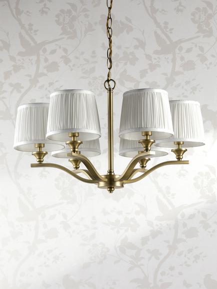 Laura Ashley Hemsley 6 Arm Ceiling Light, Antique Brass - view 2, Antique Brass