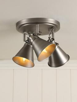 Laura Ashley Rufus 3 Circular Spotlight Ceiling Plate, Nickel, Nickel