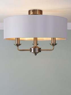 Laura Ashley Sorrento 3 Arm Semi-Flush Ceiling Light, Antique Brass, Antique Brass