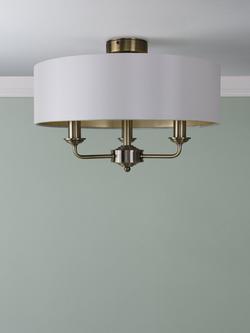 Laura Ashley Sorrento 3 Arm Semi-Flush Ceiling Light, Antique Brass - view 2, Antique Brass