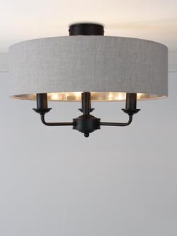 Laura Ashley Sorrento 3 Arm Semi Flush Ceiling Light, Black