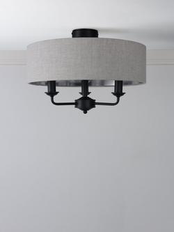 Laura Ashley Sorrento 3 Arm Semi Flush Ceiling Light - view 2, Black
