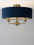 Laura Ashley Sorrento 3 Arm Semi Flush Ceiling Light, Antique Brass