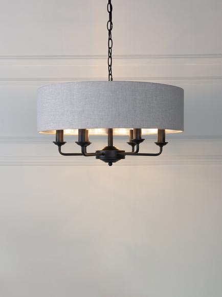 Laura Ashley Sorrento 6 Arm Ceiling Light, Black, Black