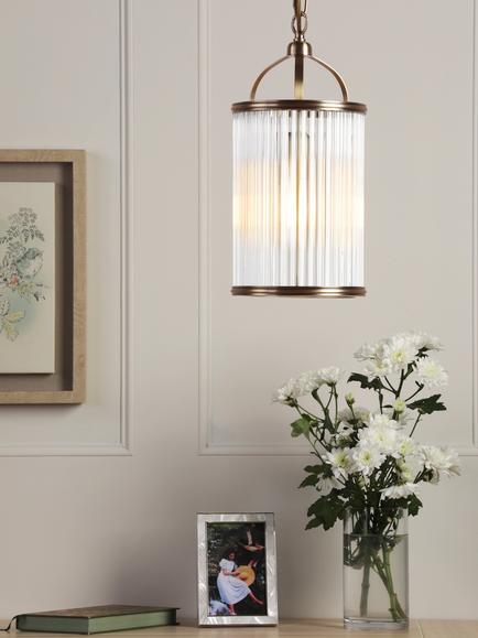 Laura Ashley Sutton 1 Ceiling Pendant Light, Antique Brass, Antique Brass