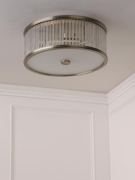 Laura Ashley Sutton 2 Flush Ceiling Light, Antique Brass - view 2, Antique Brass