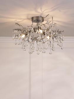 Laura Ashley Willow Semi Flush Ceiling Light, Pewter, Pewter