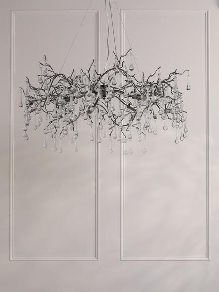 Laura Ashley Willow Grande Ceiling Light, Pewter - view 2, Pewter