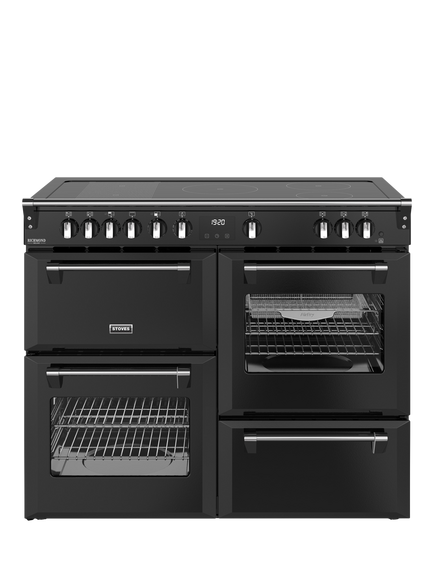 Stoves Richmond Deluxe 110cm Electric Induction Hob Range Cooker, Black, Black