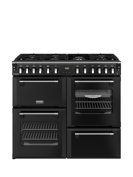 Stoves Richmond 100cm Dual Fuel Gas Hob Range Cooker, Black, Black