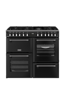 Stoves Richmond Deluxe 100cm Dual Fuel Gas Hob Range Cooker, Black, Black