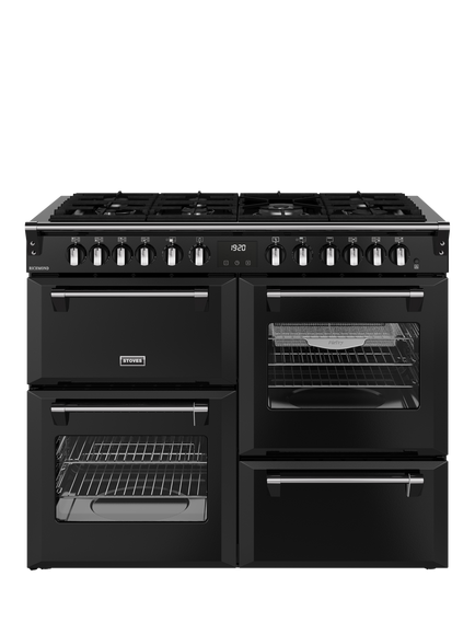 Stoves Richmond 110cm Dual Fuel Gas Hob Range Cooker, Black, Black