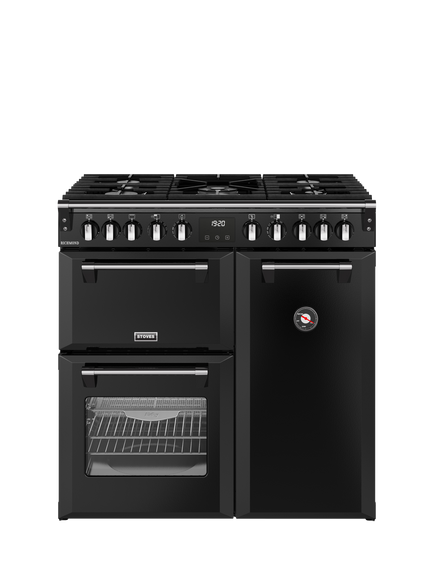 Stoves Richmond 90cm Dual Fuel Gas Hob Range Cooker, Black, Black