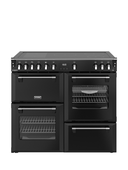 Stoves Richmond Deluxe 100cm Electric Induction Hob Range Cooker, Black, Black