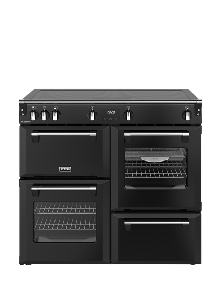 Stoves Zoneless Richmond Deluxe 100cm Electric Induction Hob Range Cooker, Black, Black