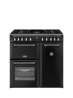 Stoves Richmond Deluxe 90cm Dual Fuel Gas Hob Range Cooker, Black, Black